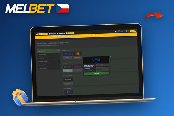 Hráč vybírá nejvhodnější platební metodu pro výběr výhry v Melbet Casino